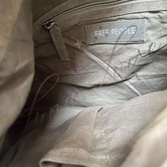 FREE PEOPLE Bobbi Slouch Suede Tote In Khaki / Olive NWT - Picture 7 of 9